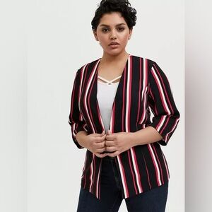 Torrid Pink and Black Striped Open Blazer
